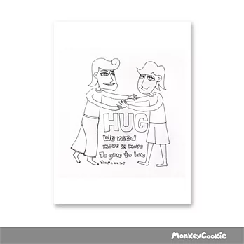 「MonkeyCookie」明信片黑白系列- 擁抱