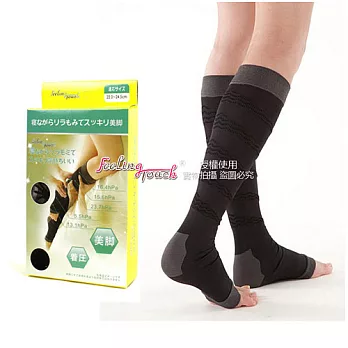 【日本Feeling Touch】睡眠專用立體五段美體瘦腿襪膝下款FREE(黑色)