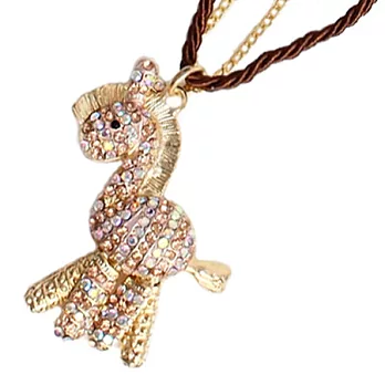 A+ accessories 神奇小馬-金色滿鑽粉彩長版鍊