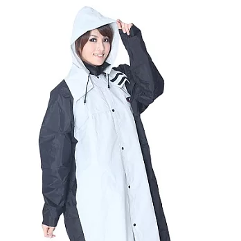 BrightDay風雨衣連身式 - 蜜絲絨前開款3XL質感黑/米灰
