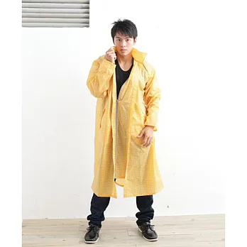 BrightDay風雨衣連身式 - 日系印花前開款3XL黃白格