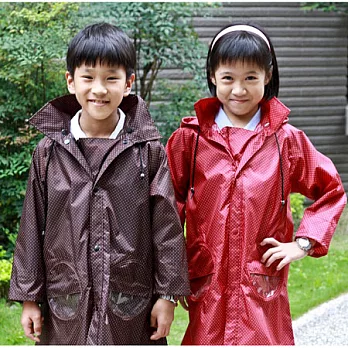 BrightDay風雨衣連身式 - 日系印花兒童款L咖白點