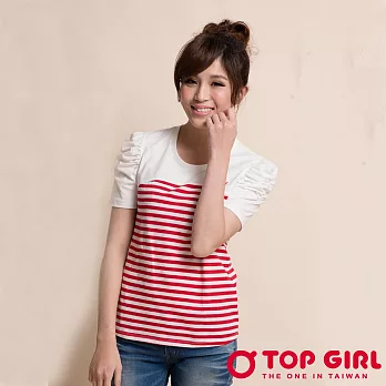 【TOP GIRL】海洋公主條紋短Tee-女(火熱紅)M火熱紅