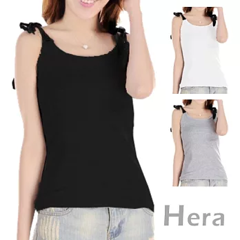 【Hera】俏麗百搭 棉質綁帶柔軟小背心(三色－黑色)