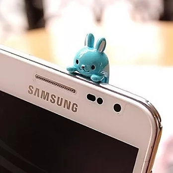 Enya★可愛糖果色萌兔手機防塵塞藍色