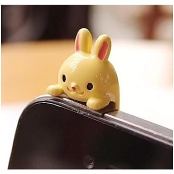 Enya★可愛糖果色萌兔手機防塵塞黃色