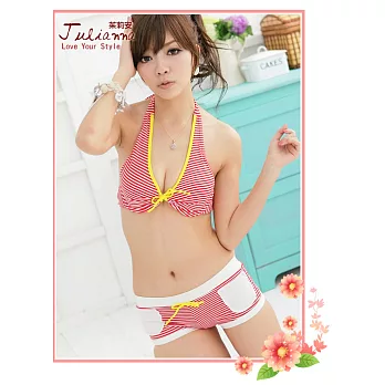 【蜜糖派對 Sweet Angel】泳裝/比基尼。橫條紋 紅