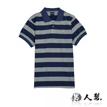 【男人幫Man’s Shop】P0196＊【經典條紋短袖POLO衫】M藍/灰