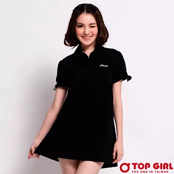 【TOP GIRL】學院公主PK彈性長版POLO衫-女(神秘黑)S神秘黑