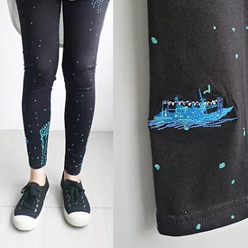 ：Urb.【漁船營火點點】內搭褲L黑色