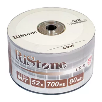 RiStone 日本版 A+ CD-R 52X 700MB 光碟燒錄片x 50P裸裝