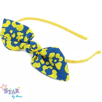 【Star by Ann】漫步雲端彩紋兔耳朵髮箍-萊姆黃寶藍