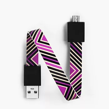 Mohzy USB環狀傳輸線-Micro USB (幾何系列)紫黑粉條紋