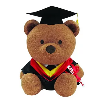 25CM加大版畢勝熊-畢業必勝限量版無黑衣黑帽棕色畢勝熊