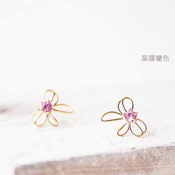 【PinkyPinky Boutique】可愛鏤空蝴蝶結水鑽耳環(紫羅蘭色)