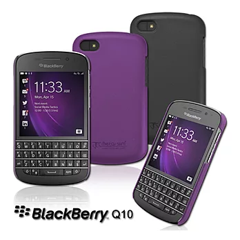 【Metal-Slim】 BlackBerry Q10 皮革漆系列新型磨砂保護殼 皮革黑