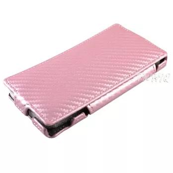 Sony Xperia Z (L36i) 動感卡夢紋 側掀(立架式)皮套卡夢粉