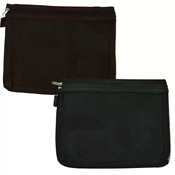 《旅行玩家》 網眼萬用收納袋-2入咖啡色+黑色