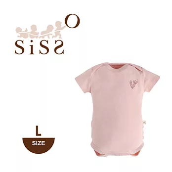 【SISSO有機棉】有機棉小花鳥短袖包屁衣 LL有機粉紅色