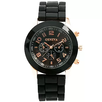 Watch-123 繽紛馬卡龍-爆款輕甜時尚果凍腕錶-時尚黑