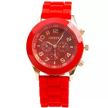 Watch-123 繽紛馬卡龍-爆款輕甜時尚果凍腕錶-玫瑰紅