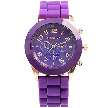 Watch-123 繽紛馬卡龍-爆款輕甜時尚果凍腕錶-桔梗紫