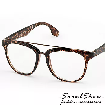 【Seoul Show】酷玩風格Flat Top平光眼鏡 (2013 亮面豹紋)
