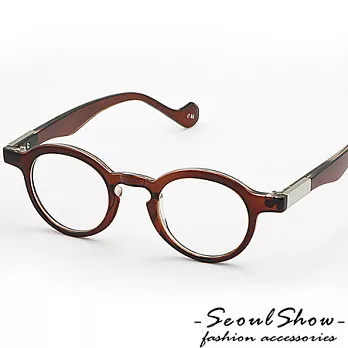 【Seoul Show】復古圓框小版圓框平光眼鏡(6768 透明茶)