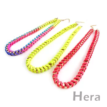 【Hera】赫拉 韓國飾品螢光編織方形項鍊/鎖骨鍊(三色任選)螢光黃