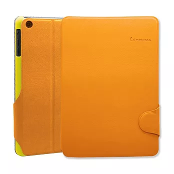 Le Nouveau Apple iPad mini 波尼系列 超薄型 可站立側開皮套(附保護貼+擦拭布) - 橘色