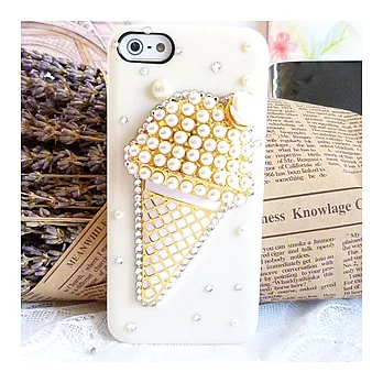 Enya☆IPHONE 5 冰淇淋水鑽手機殼白色-white