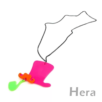 【Hera】赫拉 韓國飾品螢光色帽子鬍子煙斗項鍊(彩色螢光)