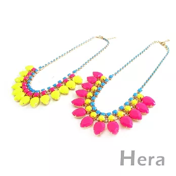 【Hera】赫拉 韓國飾品螢光糖果色水滴寶石項鍊(二色任選)螢光黃