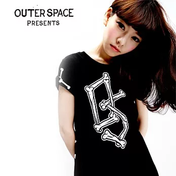 OUTERSPACE 骨頭標語五芒星雙面TFREE黑色女款