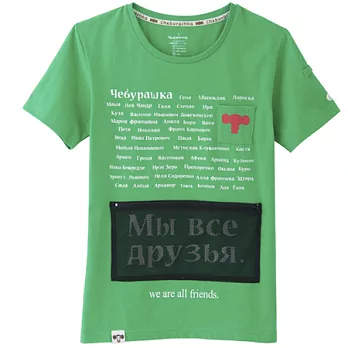 大耳查布Cheburashka查布朋友全記錄方便T-shirt/工程綠/中性版XL綠色