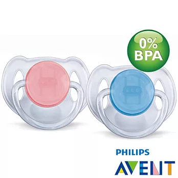 PHILIPS【AVENT】無雙酚A水晶矽膠安撫奶嘴-6M+ (二入顏色隨機)