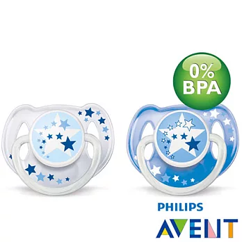 PHILIPS【AVENT】無雙酚A矽膠安撫奶嘴-夜光6M+ (二入顏色隨機)