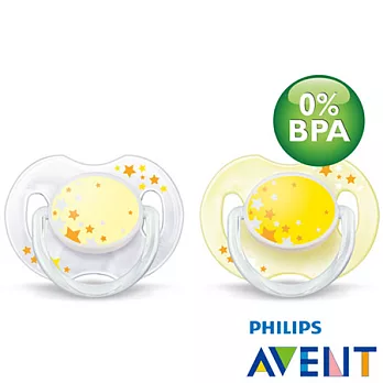 PHILIPS【AVENT】無雙酚A矽膠安撫奶嘴-夜光0~6M (二入顏色隨機)