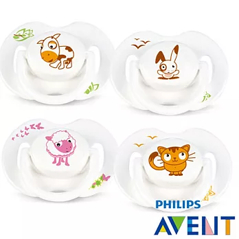 PHILIPS【AVENT】無雙酚A卡通矽膠安撫奶嘴0-6M (二入圖案隨機)