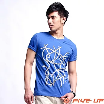 【FIVE UP】意念交錯棉圓領Tee-男(炫中藍)L炫中藍-L