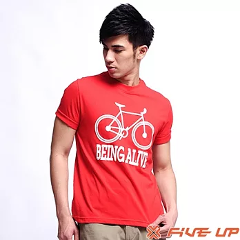 【FIVE UP】暢快生活棉圓領Tee-男(火熱紅)L火熱紅-L