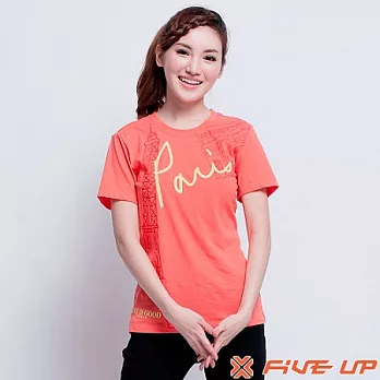 【FIVE UP】巴黎假期棉OP圓領Tee-女(春淺橘)XL春淺橘-XL
