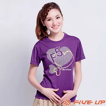 【FIVE UP】心心相印吸排圓領Tee-女(甜蜜紫)M甜蜜紫-M