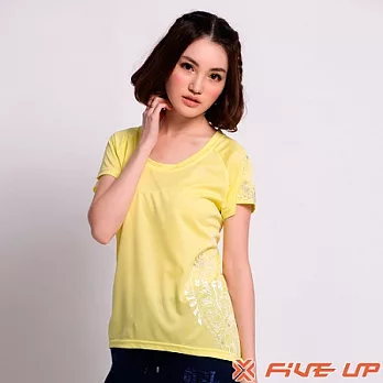 【FIVE UP】花間嬉舞剪接吸排圓領Tee-女(春淺黃)S春淺黃-S