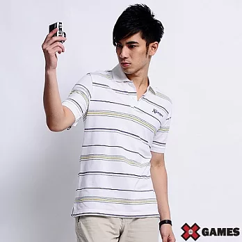 【美國X GAMES】休閒經典條紋POLO衫-男(共二色)L經典白-L