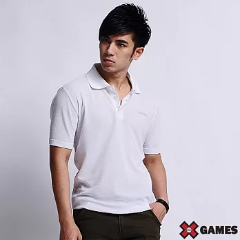 【美國X GAMES】純粹寫意棉感負離子吸排POLO衫-男(經典白)L經典白-L