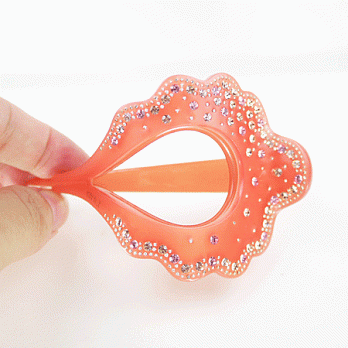 【Haface髮飾】甜美蕾絲花邊水鑽抓夾(橘色)