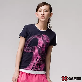 【美國X GAMES】快拍甜心棉圓領Tee-女(深海藍)S深海藍-S