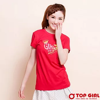 【TOP GIRL】SWEET GIRLS有機棉圓領Tee-女(火熱紅)M火熱紅-M