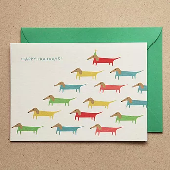 《SFwalkingbeans》卡片/萬用卡-臘腸狗假期快樂Color Dog Happy Holidays